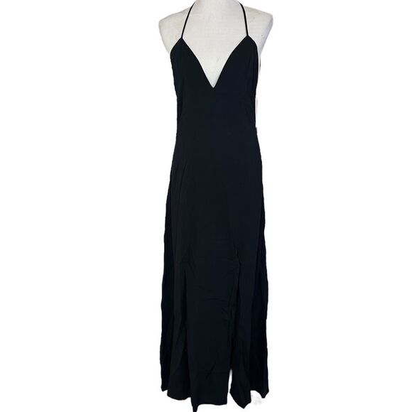 Toni Black cocktail classic slip dress Sleeveless Low Back formal Maxi Gown - Picture 2 of 10